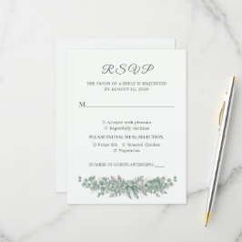 Minimalistisk Eukalyptus Salvia Grön Bröllops RSVP OSA Kort