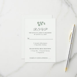 Minimalistisk Eukalyptus Salvia Grön Bröllops RSVP OSA Kort