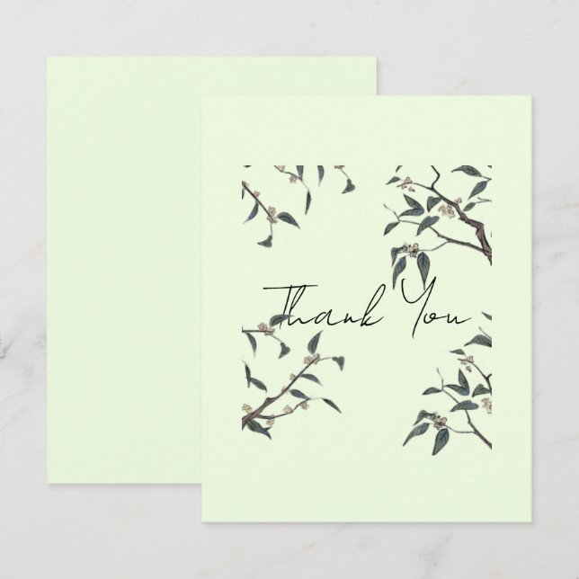 Minimalistisk Eukalyptus Tacksamhetskort | Tack Kort (Fram/baksida)