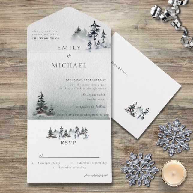 Minimalistisk Evergreen Mountain Grönt Slate Blue (Skapare uppladdad)
