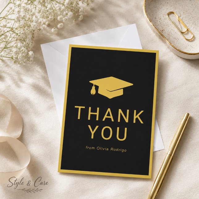 Minimalistisk examens tacksamhetskort för vänner anteckningskort (Minimalist Graduation Thank You Card for Friends)