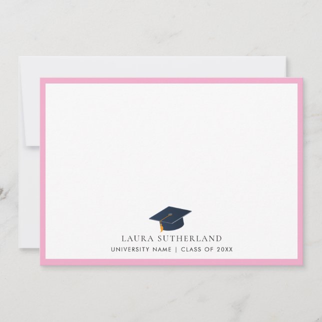 Minimalistisk examensmössa & universitetsnamn anteckningskort (Framsida)