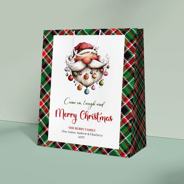 Minimalistisk Excentrisk Tomte Vattenfärg Julpåse (Minimalist Quirky Santa Watercolor Christmas Bag)