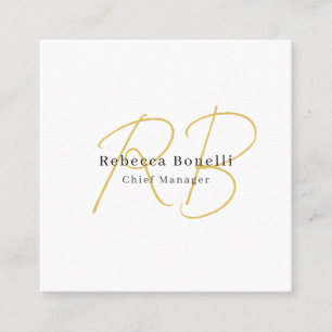 Minimalistisk exklusiv modern guld färg monogram fyrkantigt visitkort