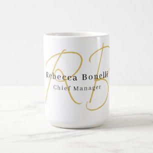 Minimalistisk exklusiv modern guld färg monogram kaffemugg