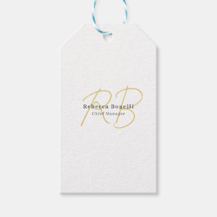 Minimalistisk exklusiv modern guld färg monogram presentetikett
