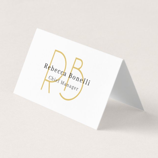 Minimalistisk exklusiv modern guld färg monogram visitkort (Framsida)