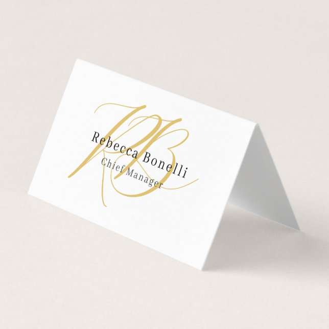Minimalistisk Exklusiv Modern Guld Färg Monogram Visitkort (Framsida)