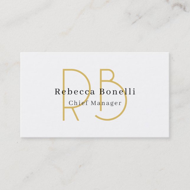 Minimalistisk exklusiv modern monogram i guld visitkort (Framsida)