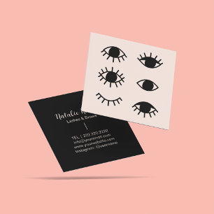 Minimalistisk Eyelash Extensions Beauty Salon Girl Fyrkantigt Visitkort