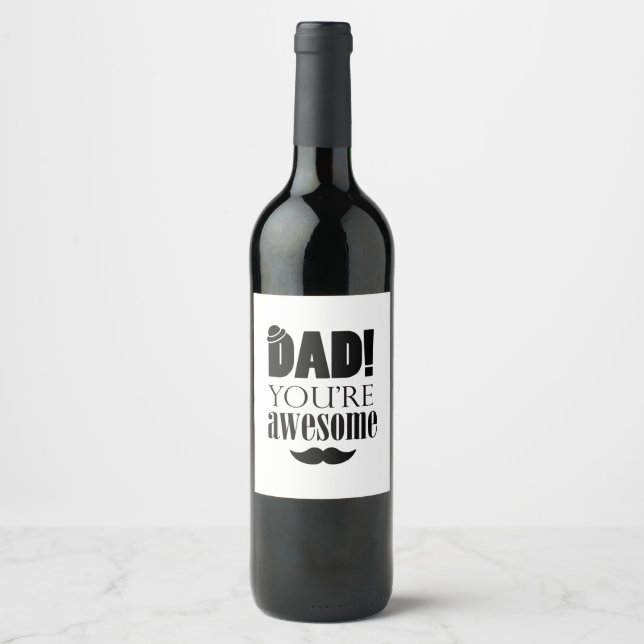Minimalistisk fadersdags-typografi-grafik! vinflaska etikett (Framsida)