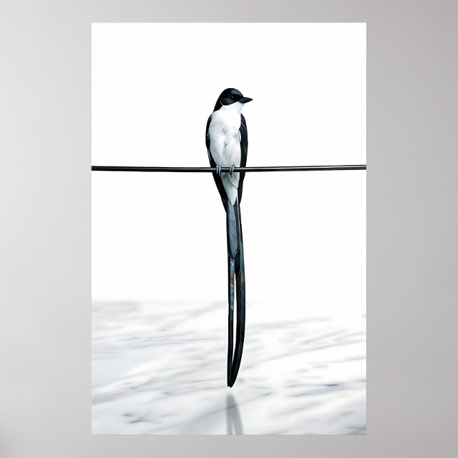Minimalistisk Fågel på Tråd Fotografi Poster (Framsidan)