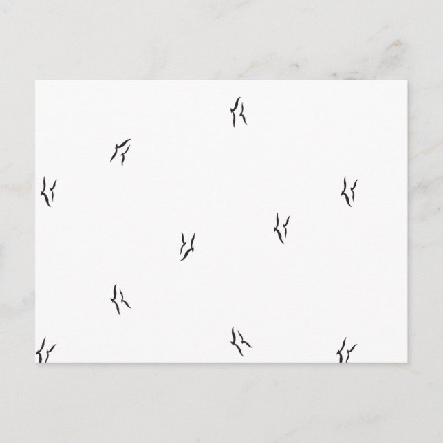 Minimalistisk Fågel Postkort Svart Vitt Mönster Ko Vykort (Framsida)