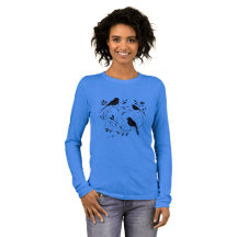 Minimalistisk Fågel Siluett Långärmad T-Shirt