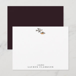 Minimalistisk fågelillustration, burgundkort tack kort