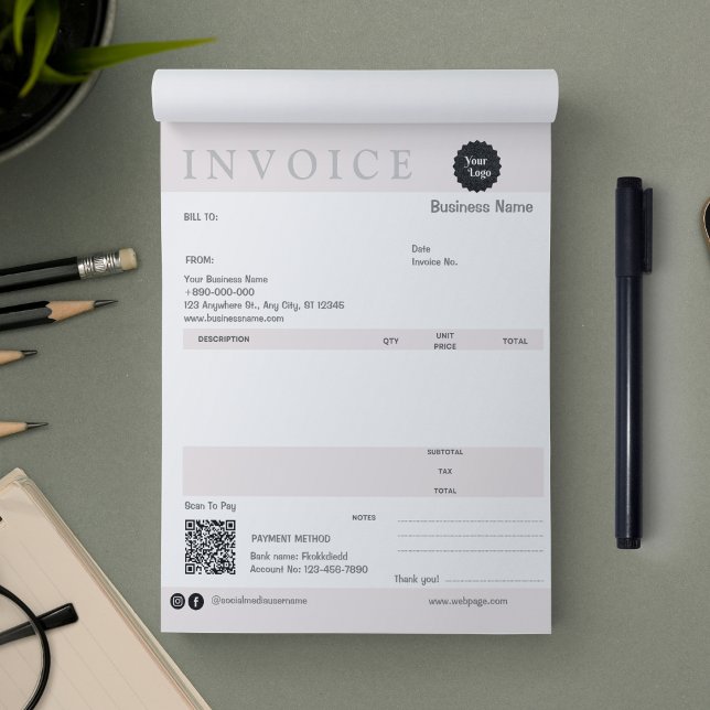 Minimalistisk fakturasäljvaruinleverans för mindre anteckningsblock (Minimalist Invoice Sales Receipt Small Business Notepad)