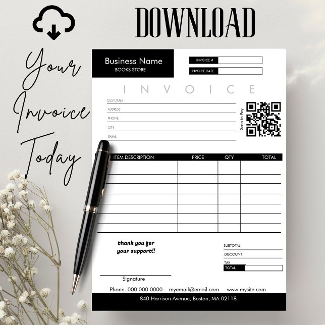 Minimalistisk fakturasäljvaruinleverans för mindre kort (invoice sales receipt small business modern minimalist client invoice logo service invoice, digital)
