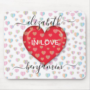 Minimalistisk Fall in Love-hjärta med hjärtprickar Musmatta