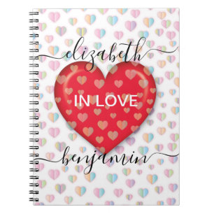 Minimalistisk Fall in Love-hjärta med hjärtspridni Anteckningsbok