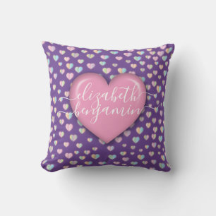 Minimalistisk Fall in Love-hjärta med hjärtspridni Kudde