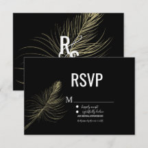 Minimalistisk falsk guld fjäder bohemisk RSVP