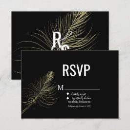 Minimalistisk falsk guld fjäder bohemisk RSVP Inbjudningar