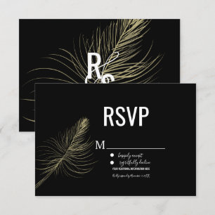 Minimalistisk falsk guld fjäder bohemisk RSVP Inbjudningar