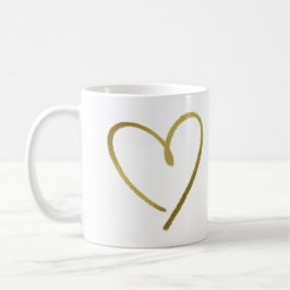 Minimalistisk falsk guldglitter skiss hjärta  kaffemugg
