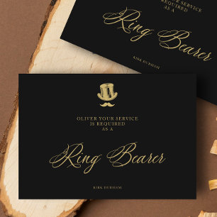 Minimalistisk falsk ringbärare i guld lyxig vigsel
