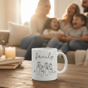 Minimalistisk familj händer linje konst Personligt Kaffemugg