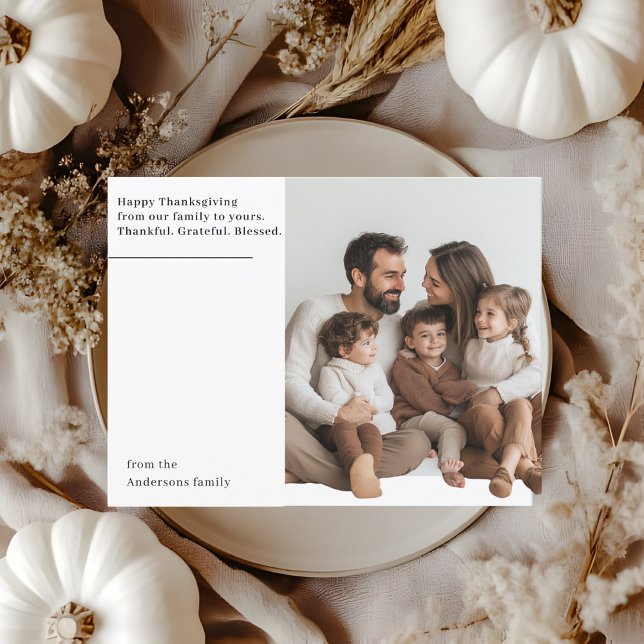 Minimalistisk familjefoto för Thanksgiving Tacksam Vykort (Skapare uppladdad)