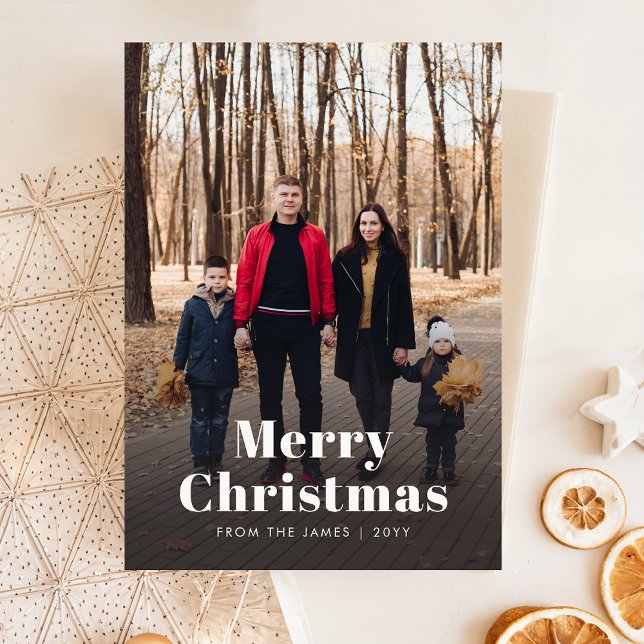 Minimalistisk familjefoto i den moderna julhälsans julkort (Skapare uppladdad)