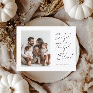 Minimalistisk familjefoto tacksgiving vykort
