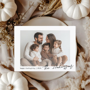 Minimalistisk familjefoto-Thanksgiving Vykort
