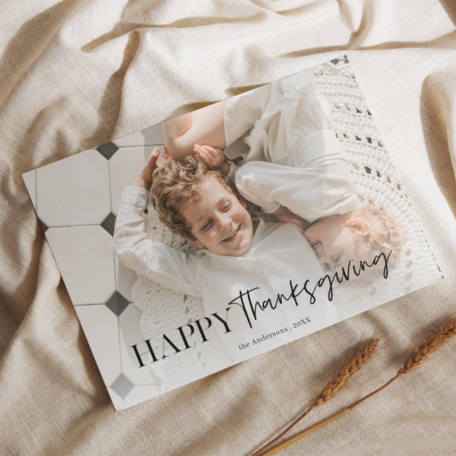 Minimalistisk familjefoto-Thanksgiving Vykort (Skapare uppladdad)