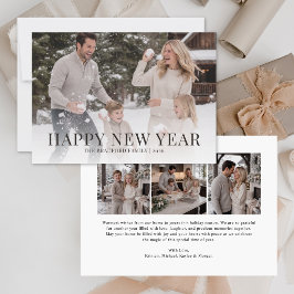 Minimalistisk familjefotokollage Nyår Holiday Julkort