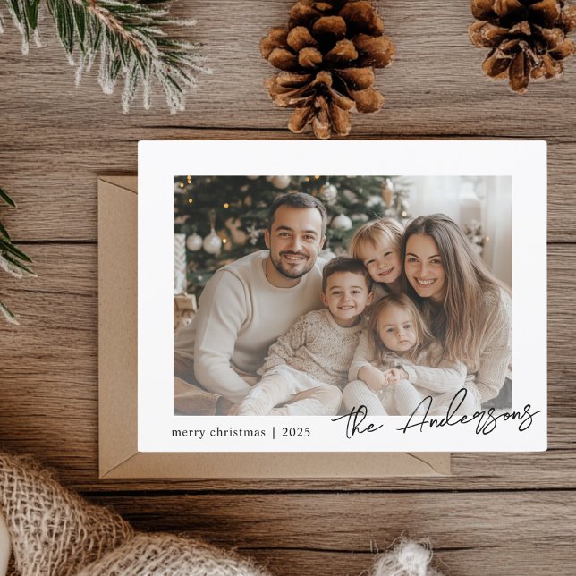 Minimalistisk familjfoto God jul Vykort (Skapare uppladdad)
