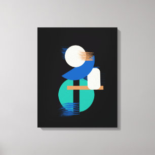 Minimalistisk färgfull geometrisk grafik på svart canvastryck