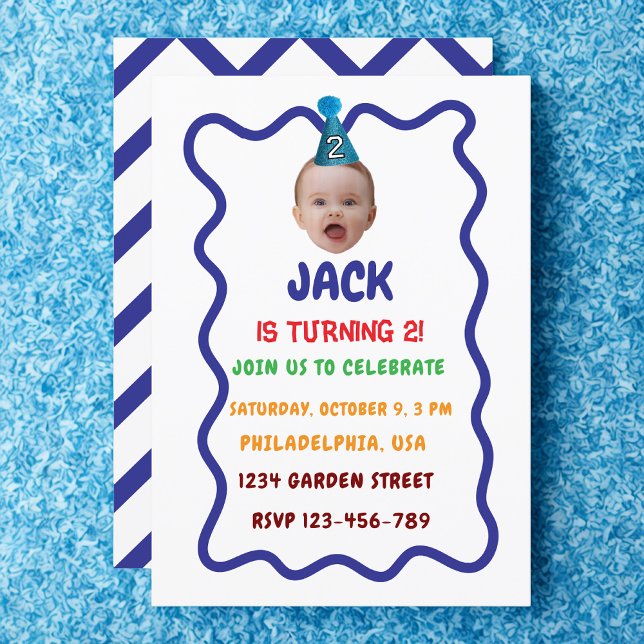 Minimalistisk färgfull inbjudan på andra födelseda (Skapare uppladdad)