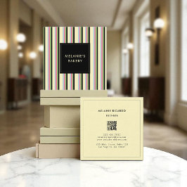 Minimalistisk färgfull Rand Retro QR-kodbageri Fyrkantigt Visitkort