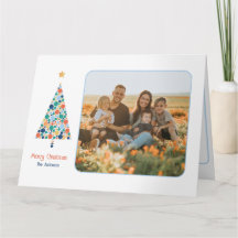 Minimalistisk färgglad julgran julkort