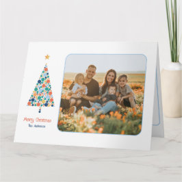 Minimalistisk färgglad julgran julkort kort