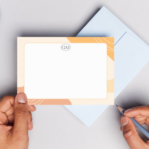Minimalistisk färgglad rand monogram platt notkort anteckningskort