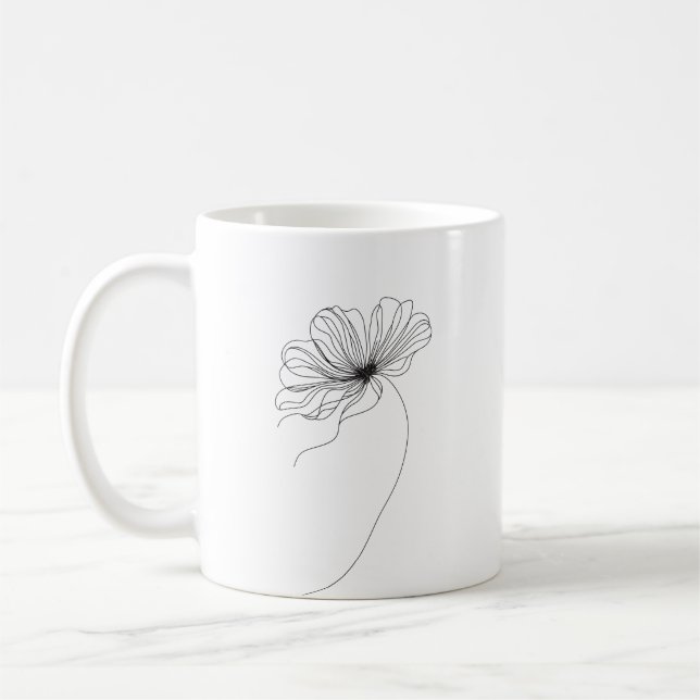 Minimalistisk färglös linje Teckning Kaffemugg (Vänster)