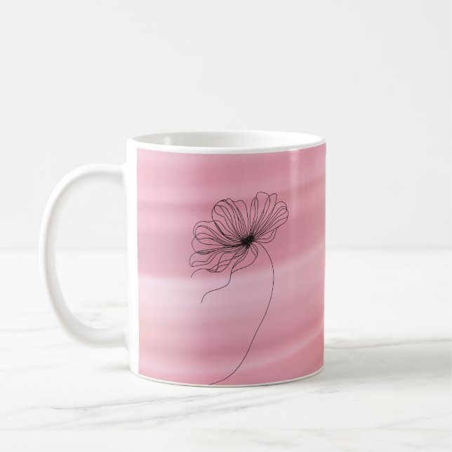 Minimalistisk färglös linje Teckning Kaffemugg (Vänster)
