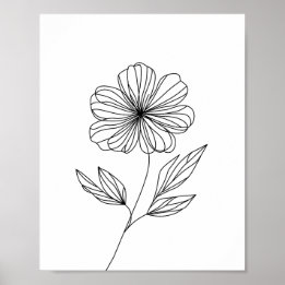 Minimalistisk färglös Teckning, svart och vitt Poster