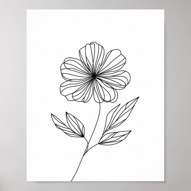Minimalistisk färglös Teckning, svart och vitt Poster (Framsidan)