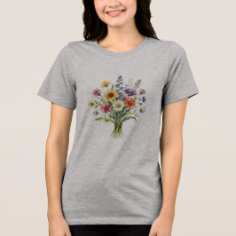Minimalistisk Färgrik Botanisk Vildblomma Högupplö T Shirt
