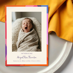 Minimalistisk Färgrik Modern Bebis Fotofödsel Meddelande
