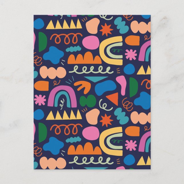 Minimalistisk färgstark abstrakt helg vykort (Framsida)